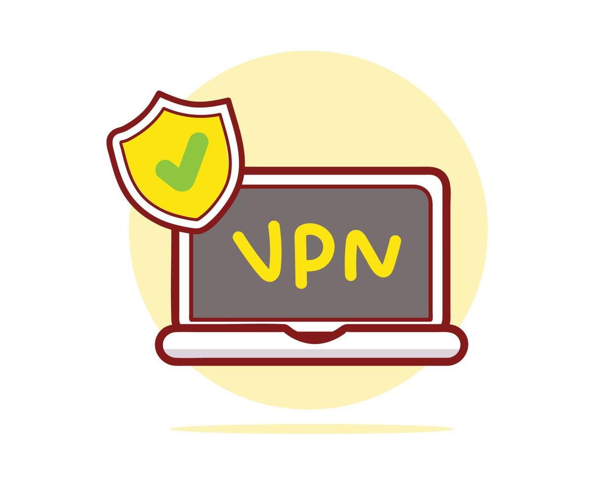 icono de vpn de seguridad de internet dibujado a mano ilustración de arte de dibujos animados vector