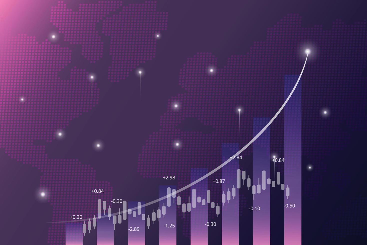 Gráfico en el fondo del concepto de comercio de divisas o mercado de valores del mapa mundial vector