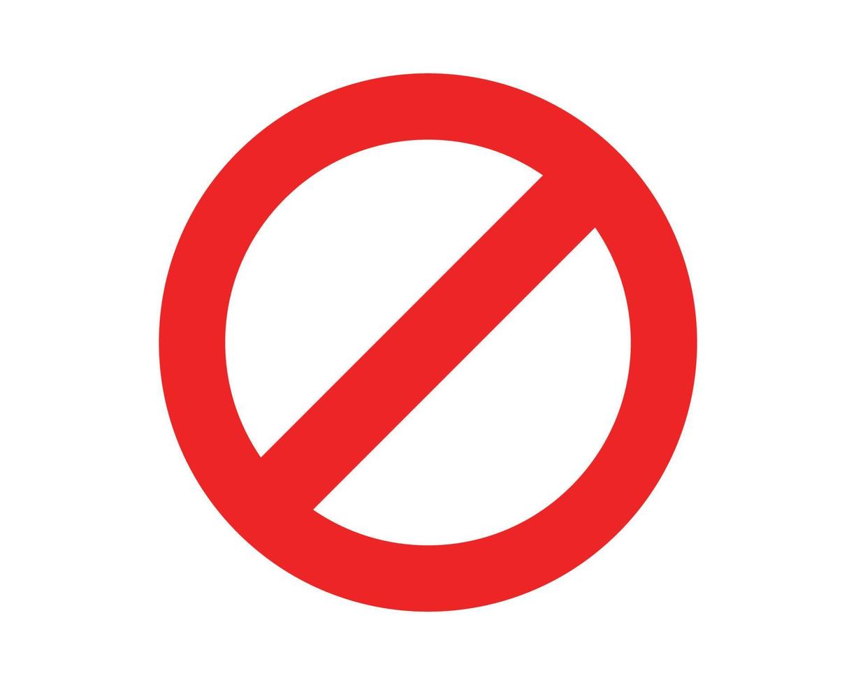 Red Prohibited sign No icon warning or stop symbol safety danger isolated illustration vector