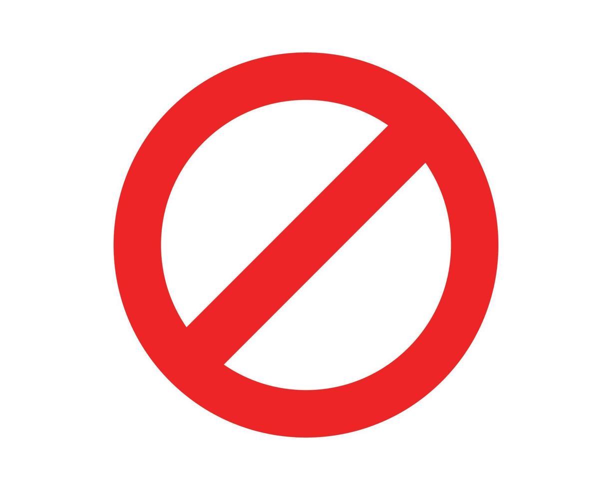 Red Prohibited sign No icon warning or stop symbol safety danger isolated illustration vector