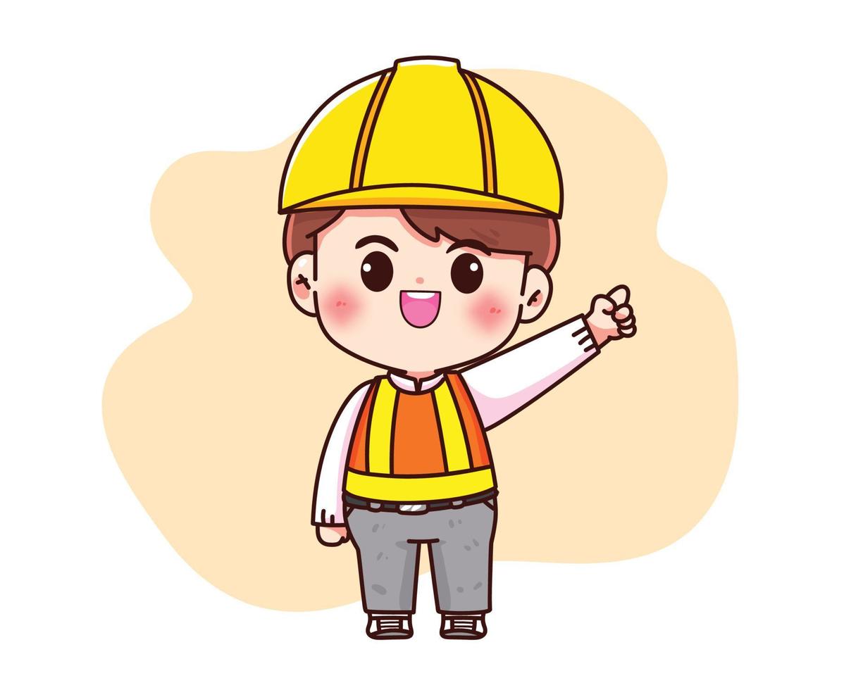 Engineer construction work concept cartoon hand drawn cartoon art illustration vector