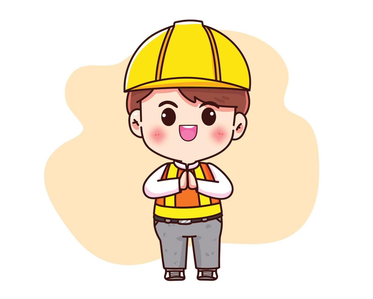 Engineer construction concept cartoon hand drawn cartoon art illustration vector