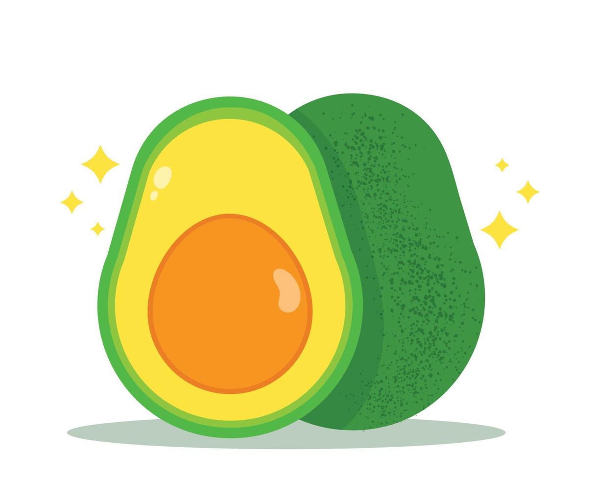 Half Avocado healthy food diet fruit organic vegetable vector hand drawn cartoon art illustration