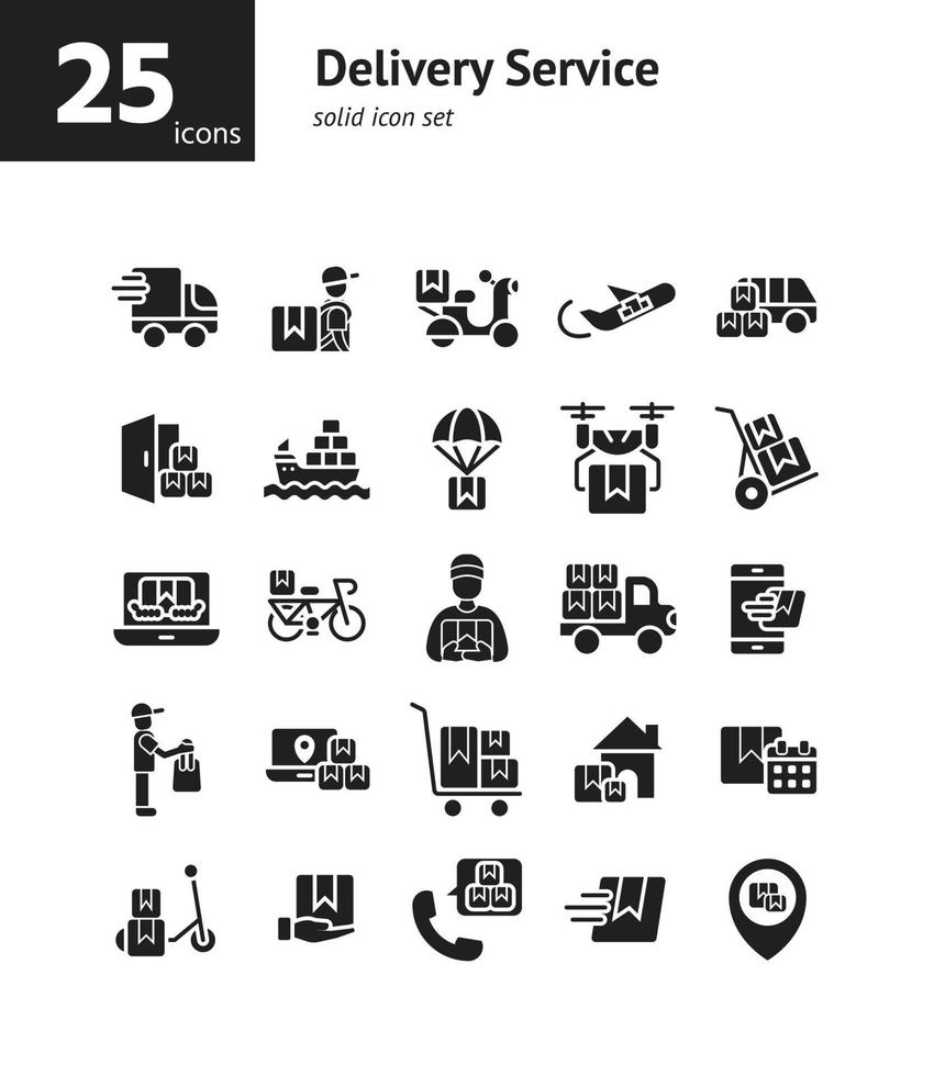 Delivery Service solid icon set. vector
