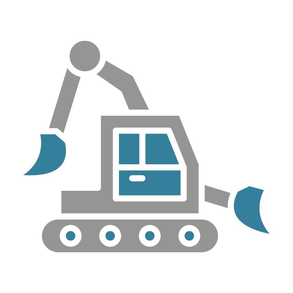 Backhoe Glyph Two Color Icon vector