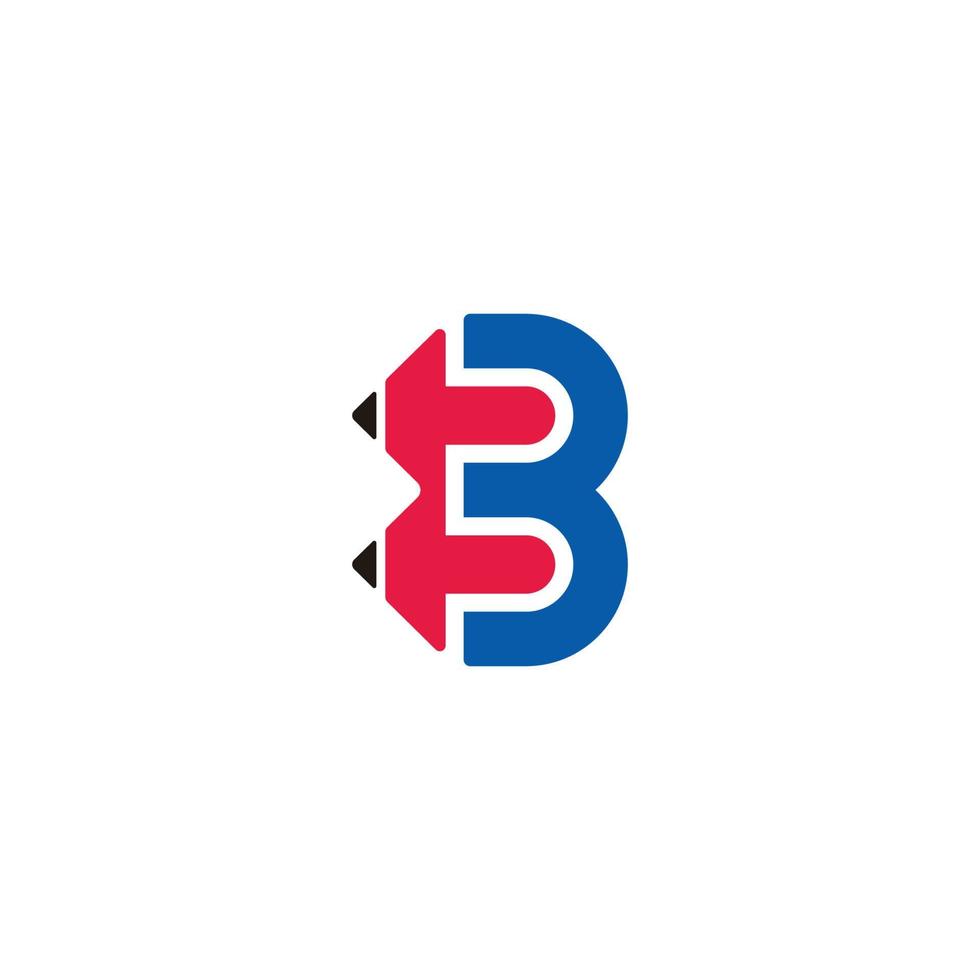Letra b educación forma de lápiz diseño geométrico vector logo