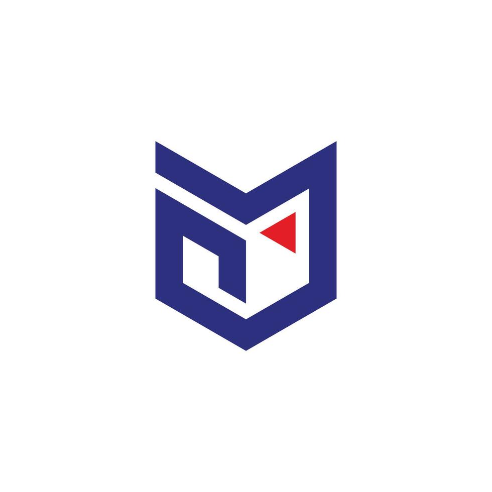 abstract letter mn triangle geometric line logo vector