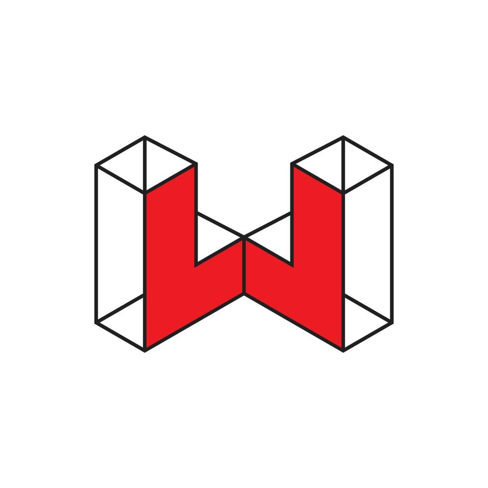 letra wl 3d líneas arte logo vector