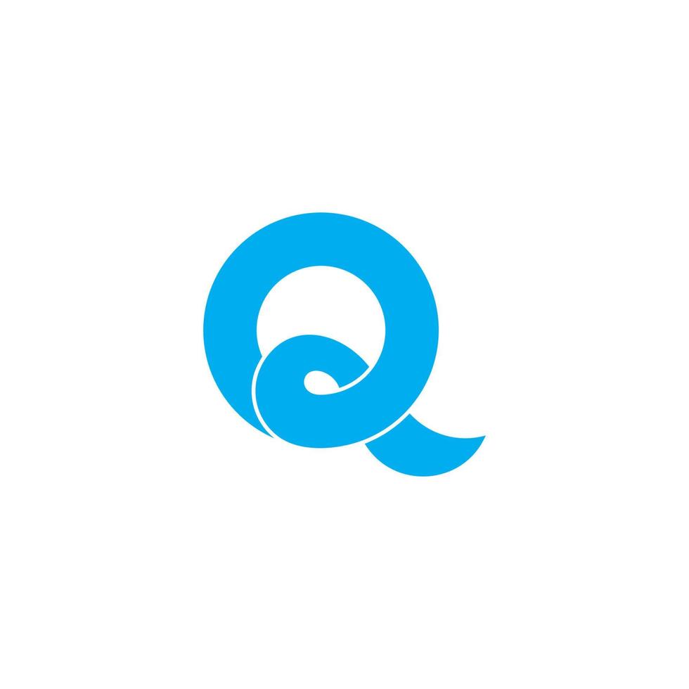 letter q overlapping wavy 3d design symbol logo vector