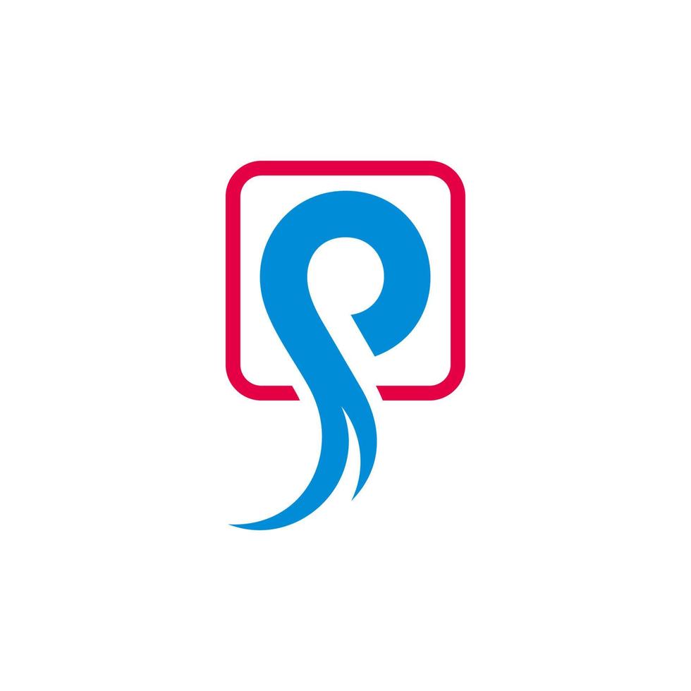letter p curves abstract square frame logo vector
