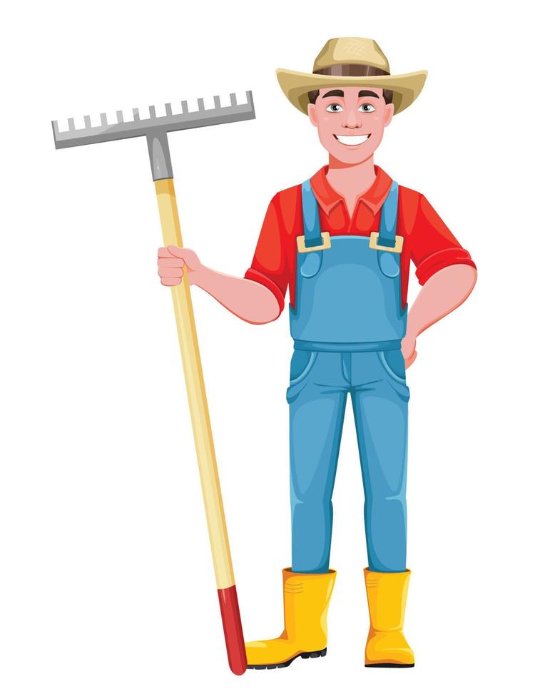 Handsome man farmer. Cheerful male farmer vector