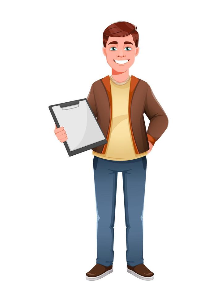 personaje de dibujos animados joven empresario en estilo plano vector