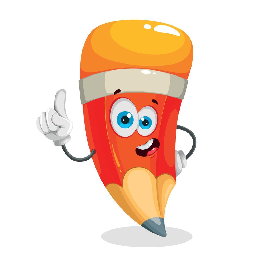 Cheerful pencil cartoon character vector