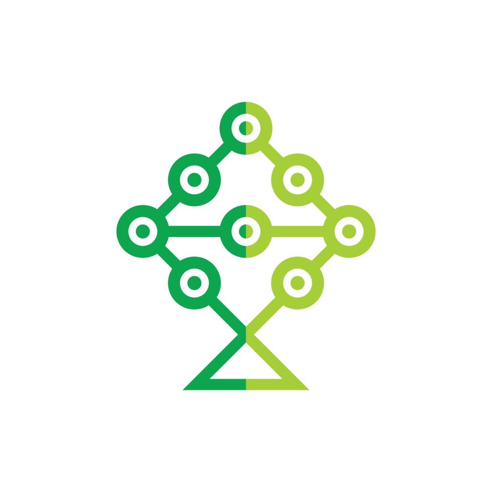 vector de logotipo de diseño de puntos de símbolo de árbol verde abstracto