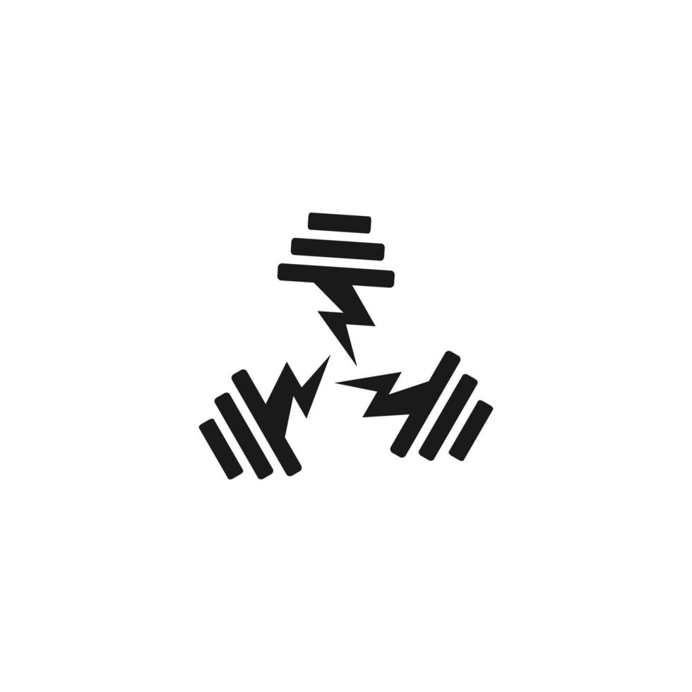 símbolo logo vector de triángulo entrenamiento con mancuernas diseño simple