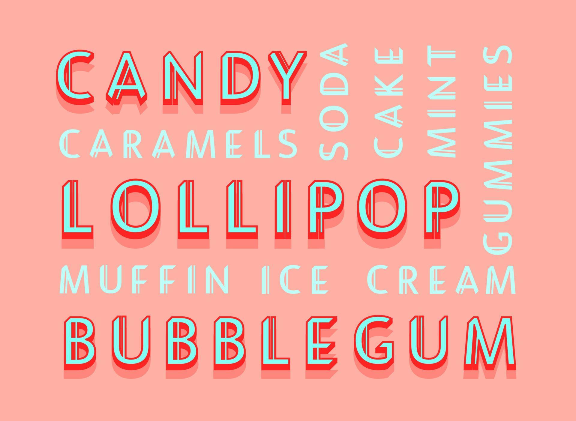 Candy word collage 4698693 Vector Art at Vecteezy