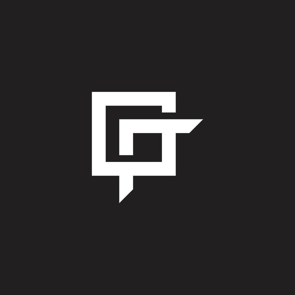 abstract letter gr simple square lines geometric logo vector