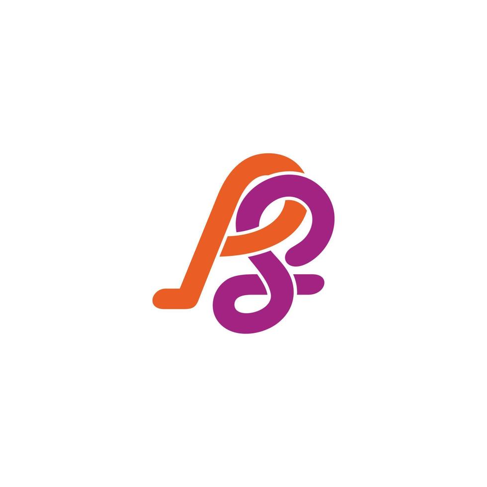 Letra ps curvas vinculadas vector de logotipo de línea colorida