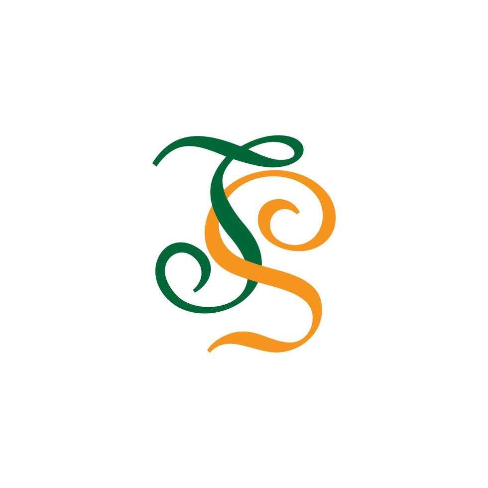 letter ts symbol curves ribbon colorful logo vector