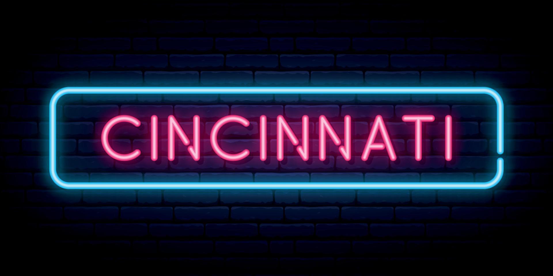 Cincinnati neon sign. vector