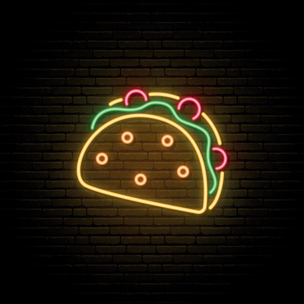 Neon Taco sign. vector