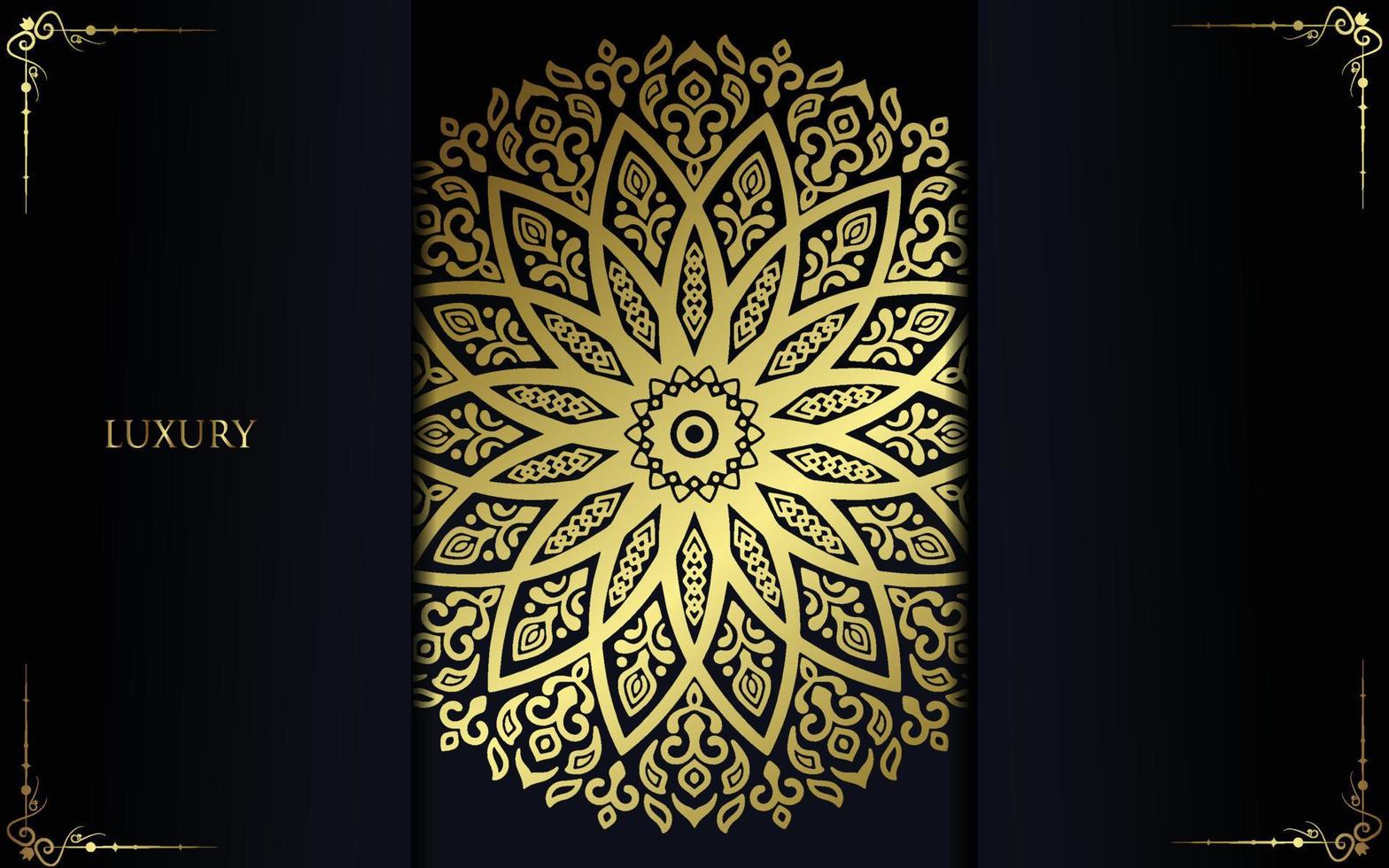 Luxury gold mandala ornate background for wedding invitation, book cover vector