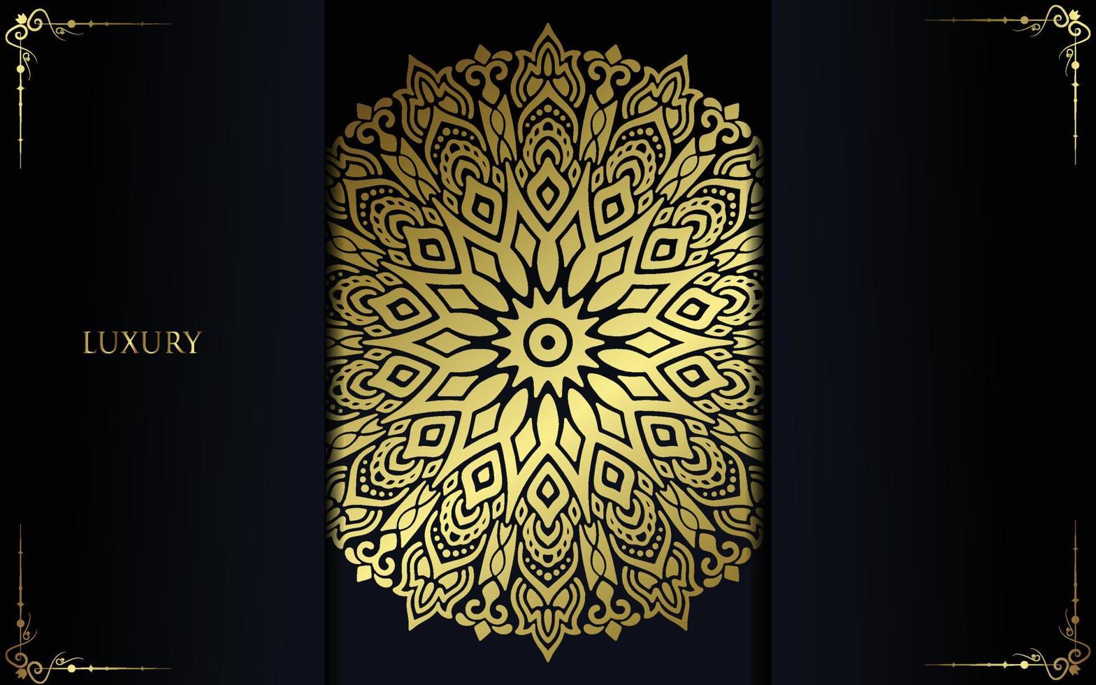 Fondo adornado de mandala de oro de lujo para invitación de boda, portada de libro vector