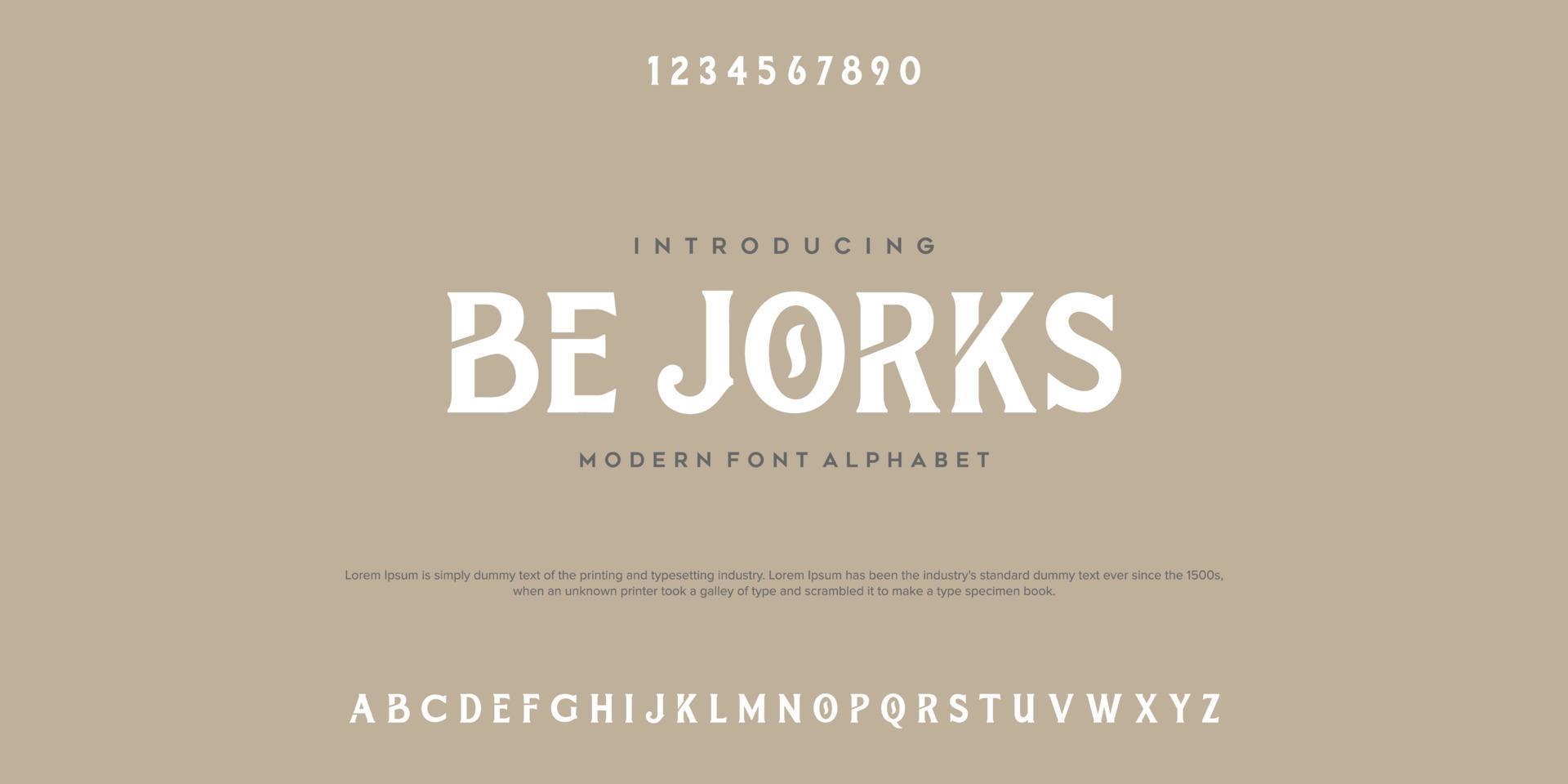 Be Jorks Elegant alphabet letters font with number. Classic Copper Lettering Minimal Fashion Designs. Uppercase typographic font. vector illustration