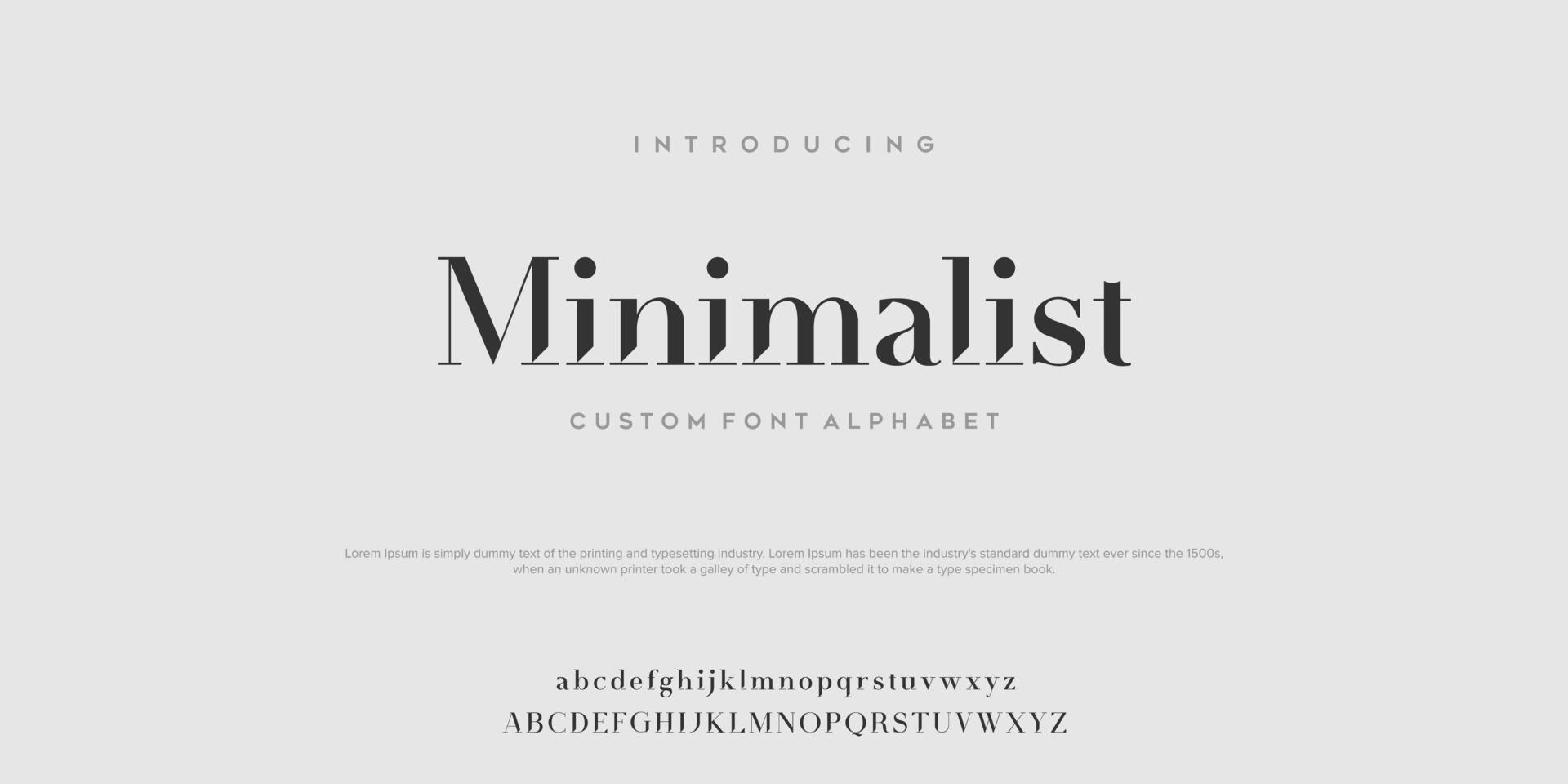 minimalist Serif classic design font vector illustration of alphabet letters.