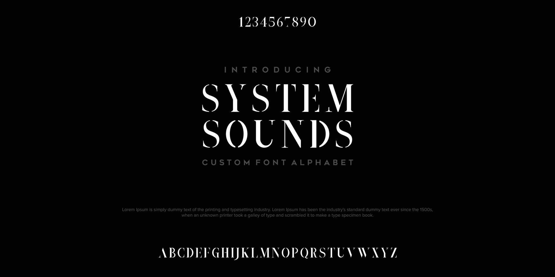 System Sound Abstract Fashion font alphabet. Minimal modern urban fonts for logo, brand etc. Typography typeface uppercase lowercase and number. vector illustration