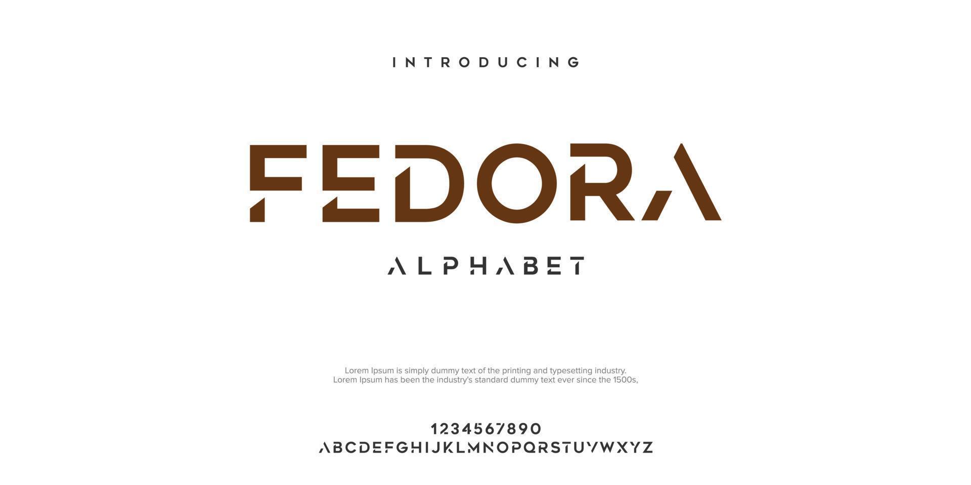 FEDORA Abstract minimal modern alphabet fonts. Typography technology vector illustration