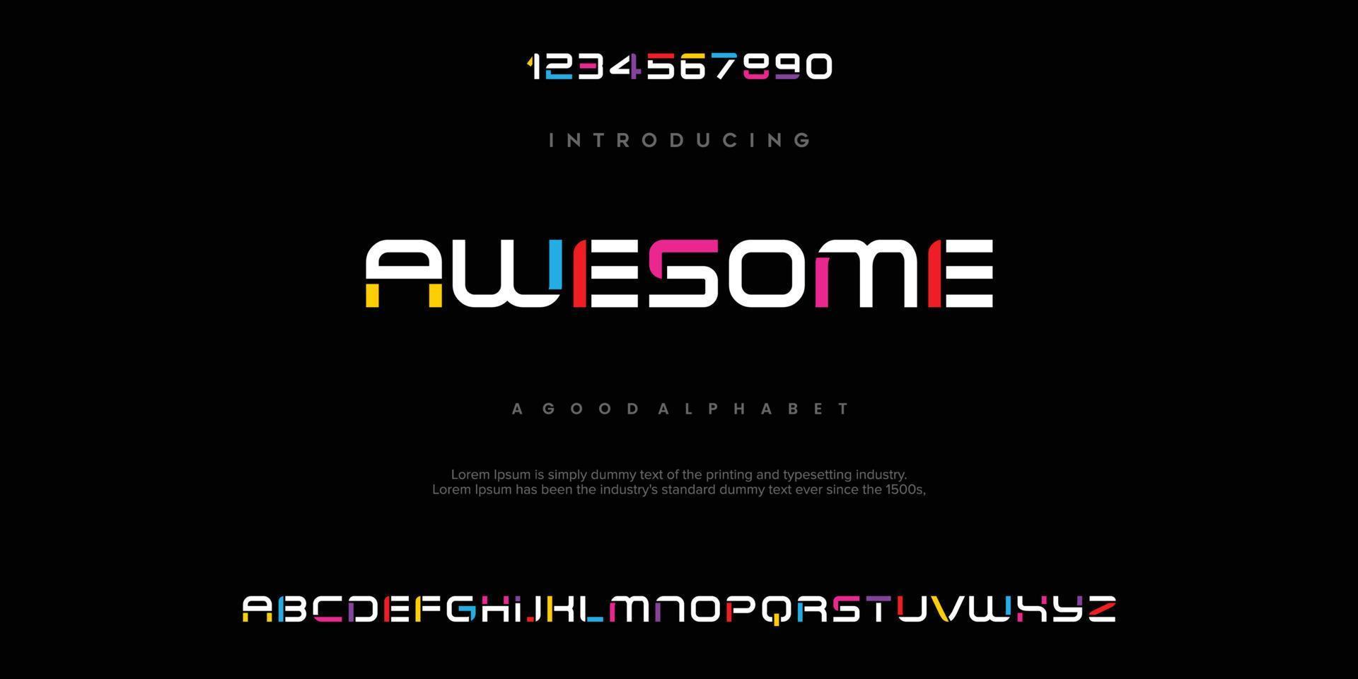 AWESOME Modern abstract digital alphabet font. Minimal technology typography, Creative urban sport fashion futuristic font and with numbers. vector illustration