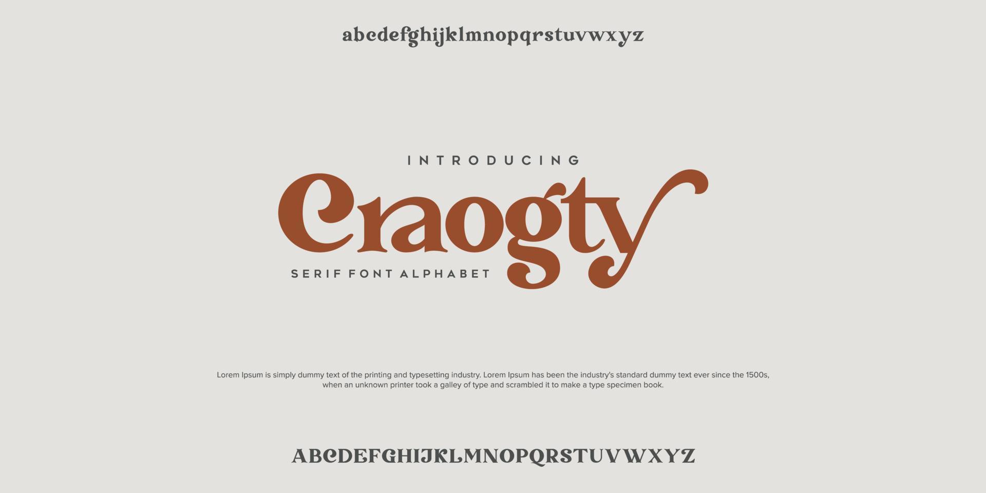 Craogty Abstract Fashion font alphabet. Minimal modern urban fonts for logo, brand etc. Typography typeface uppercase lowercase and number. vector illustration