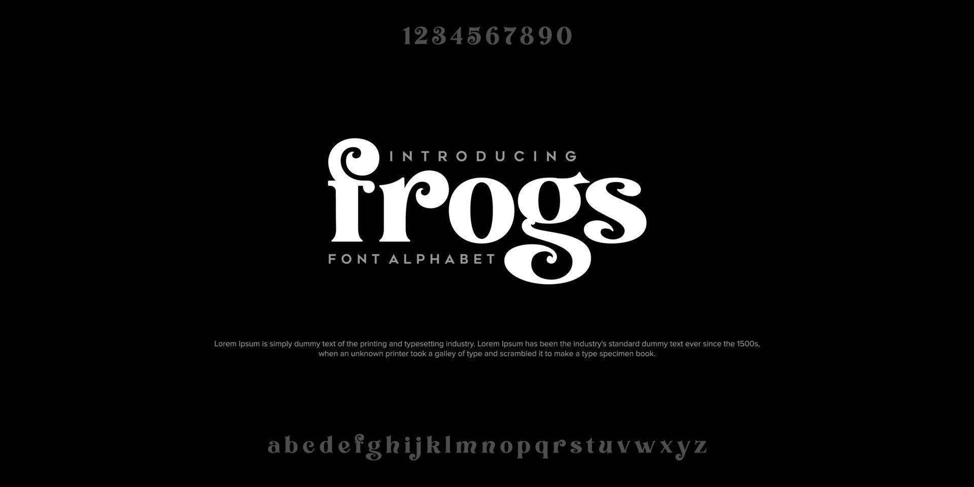 frogs Abstract Fashion font alphabet. Minimal modern urban fonts for logo, brand etc. Typography typeface uppercase lowercase and number. vector illustration