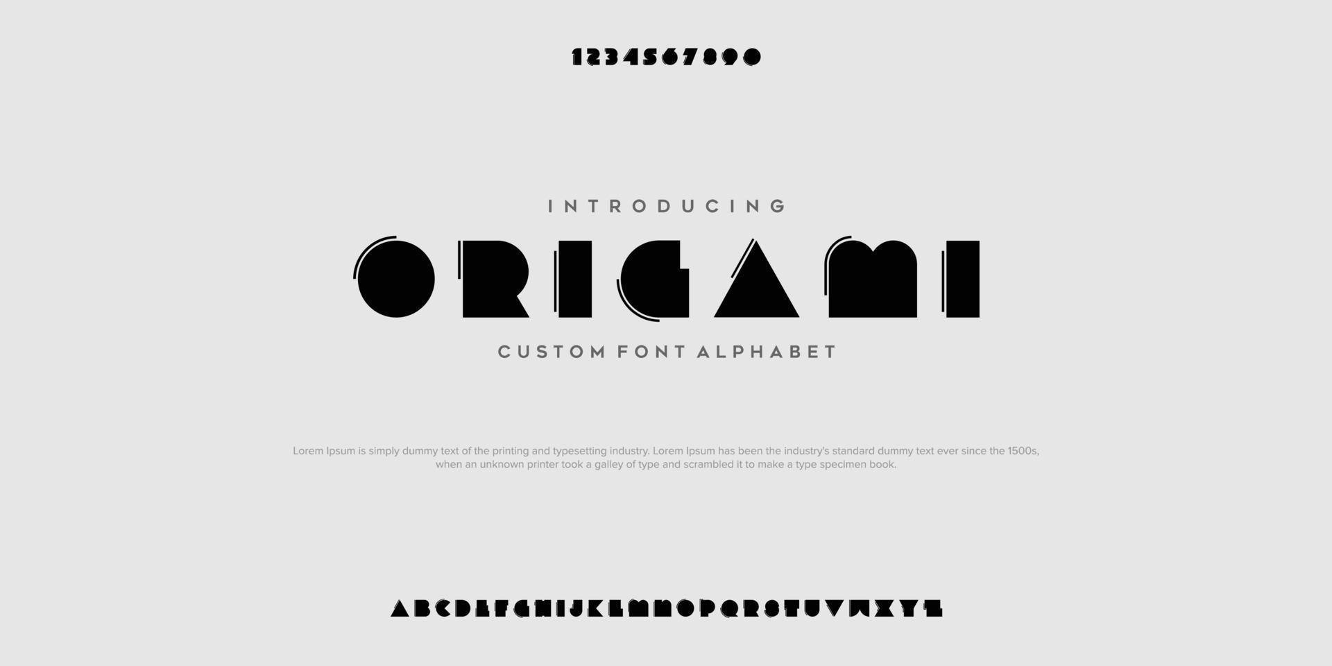 ORIGAMI CUSTOM classic font set vector illustration