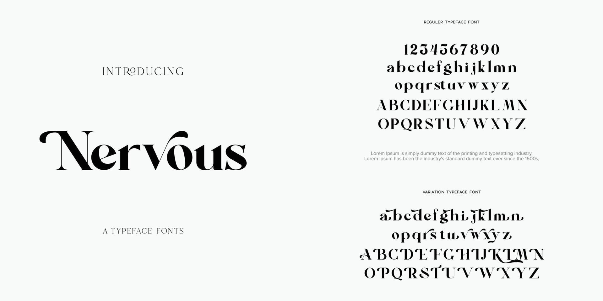 Nervous Abstract Fashion font alphabet. Minimal modern urban fonts for logo, brand etc. Typography typeface uppercase lowercase and number. vector illustration