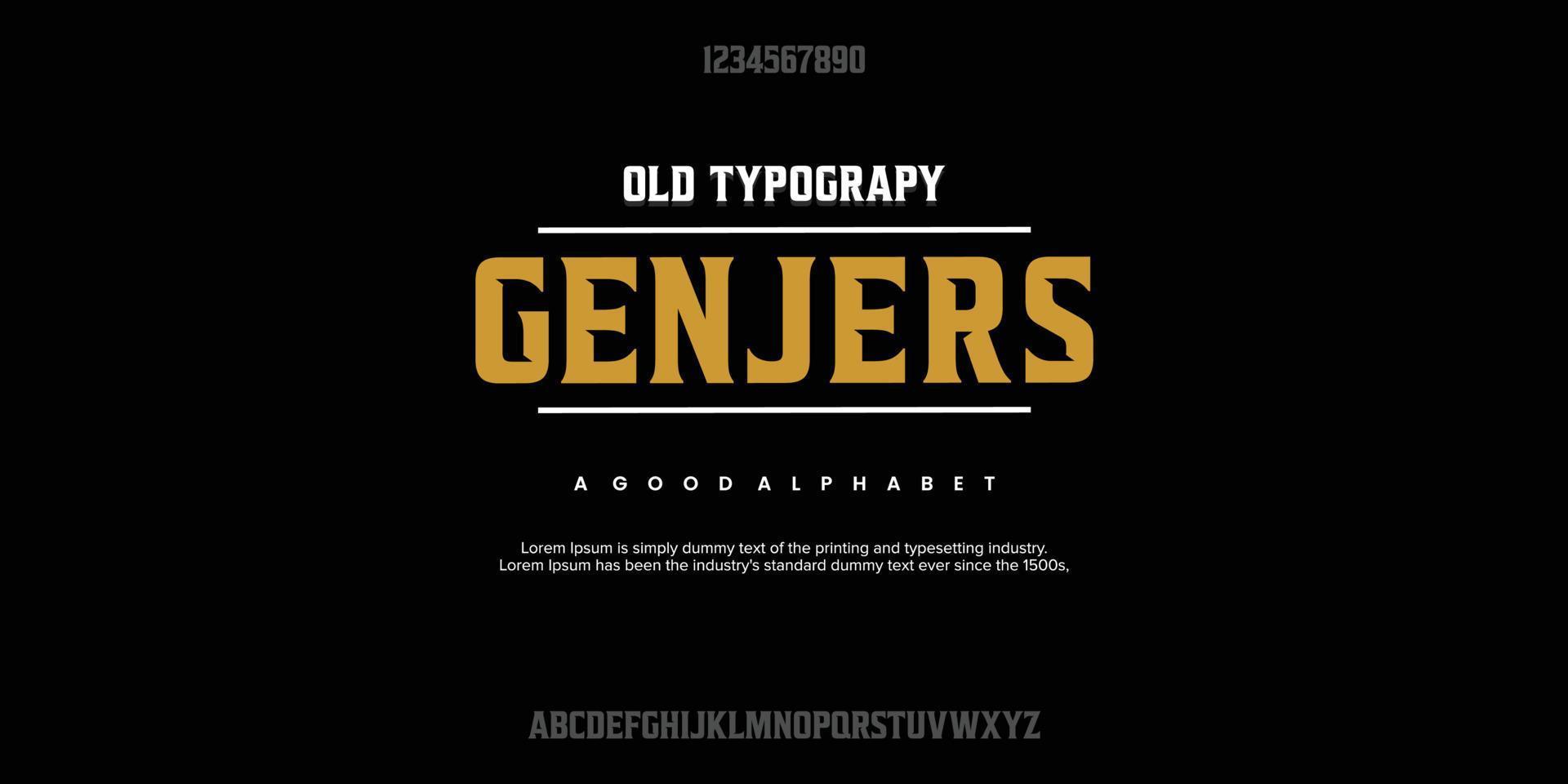 GENJERS Abstract minimal modern alphabet fonts. Typography technology vector illustration