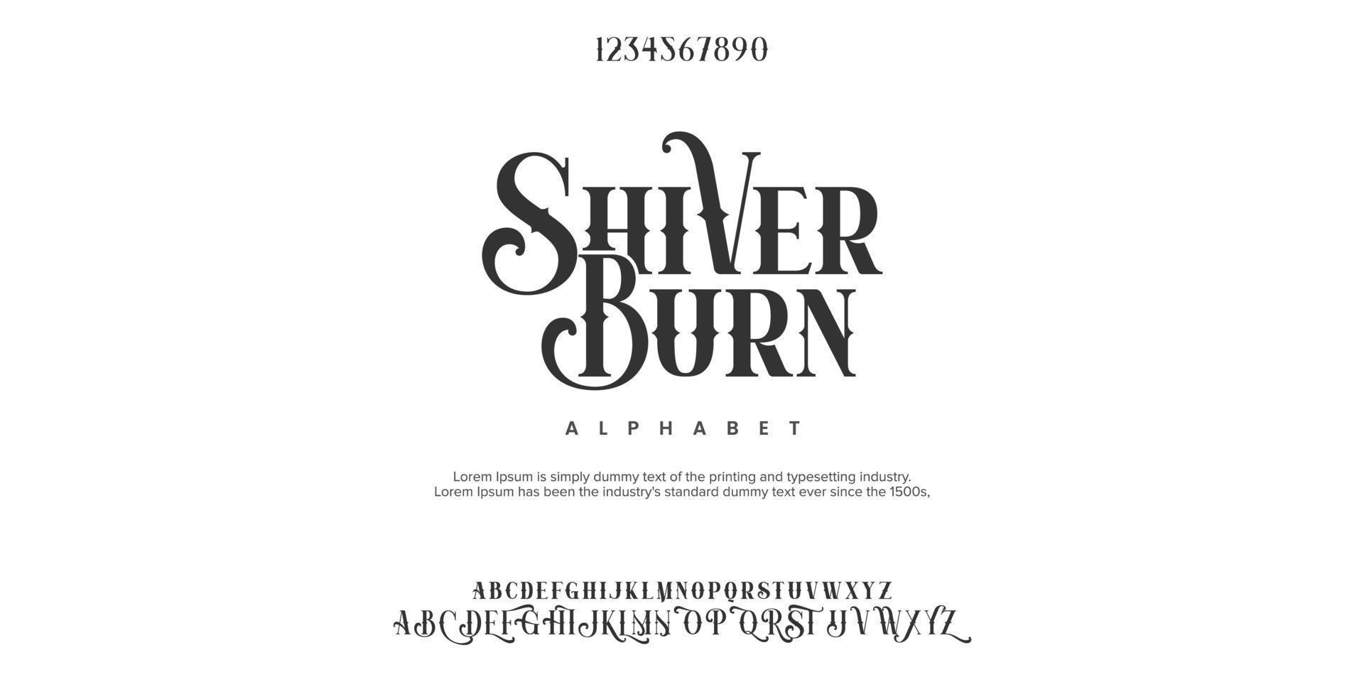 Shiver Burn Abstract Fashion font alphabet. Minimal modern urban fonts for logo, brand etc. Typography typeface uppercase lowercase and number. vector illustration