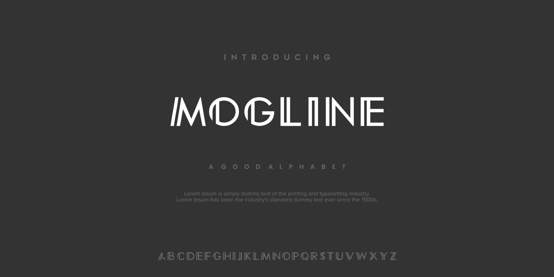 Mogline Simple classic LINE font vector illustration of alphabet letters.