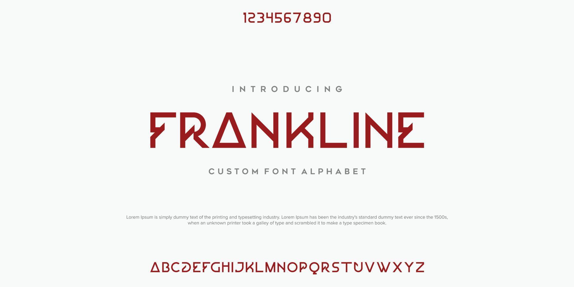 Frankline Abstract minimal modern alphabet fonts. Typography technology vector illustration