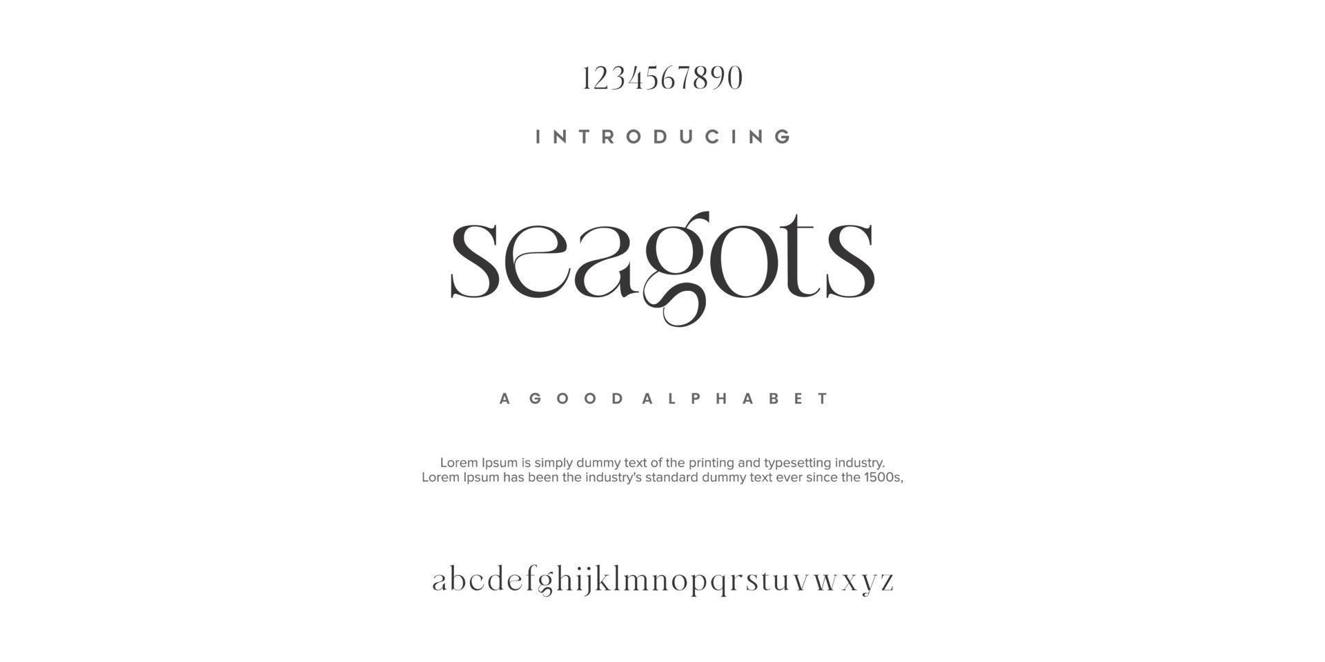 seagots Abstract Fashion font alphabet. Typography typeface uppercase lowercase and number. vector illustration