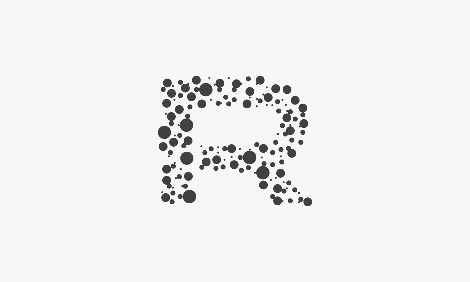 letter R logo dotted concept isolated on white background. vector