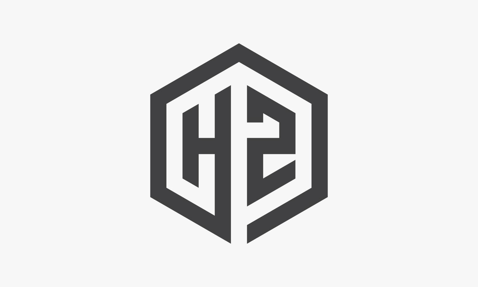 HZ or H2 hexagon letter logo isolated on white background. vector