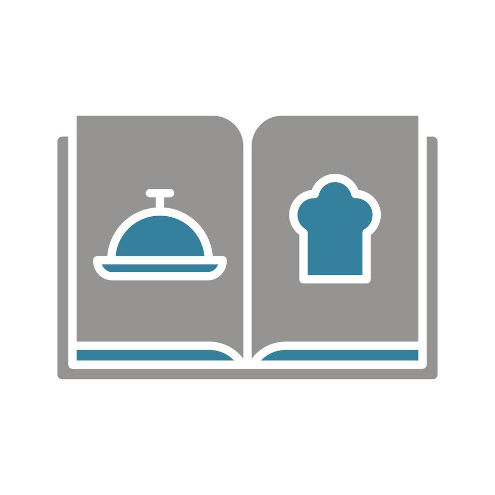 libro de recetas, glifo, dos colores, icono vector