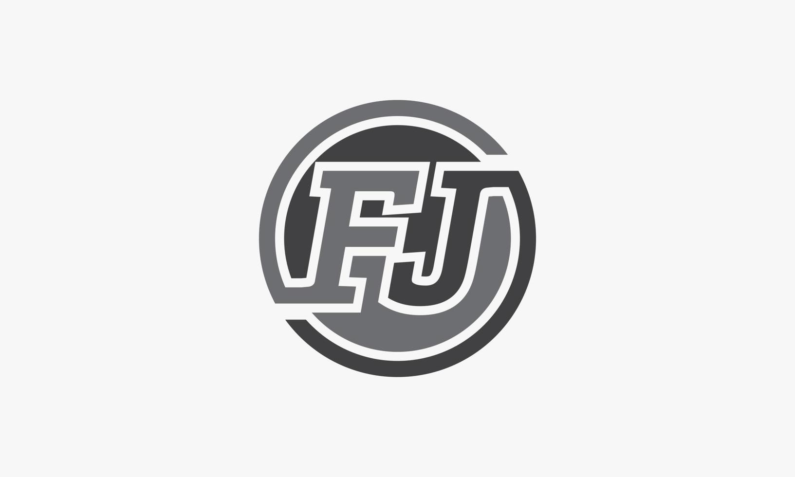 FJ circle letter logo isolated on white background. vector