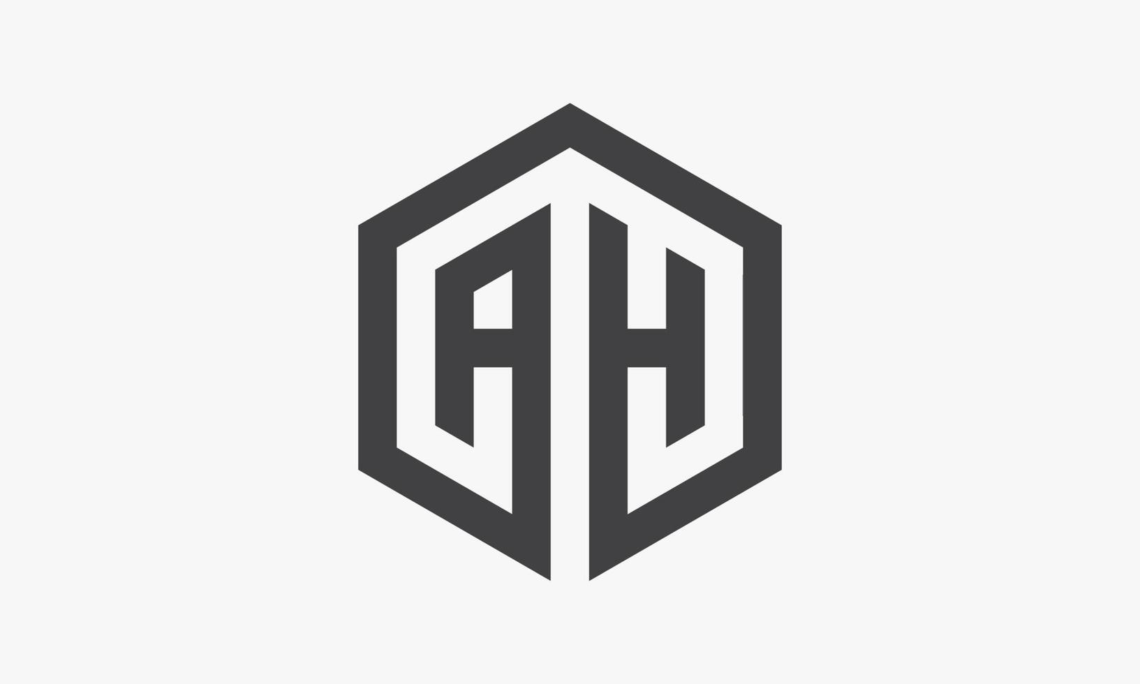 letter AH hexagonal concept isolated on white background. vector