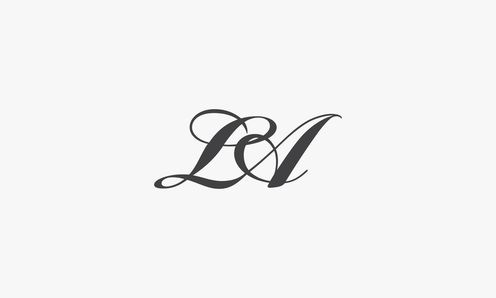 LA script letter logo isolated on wite background. vector