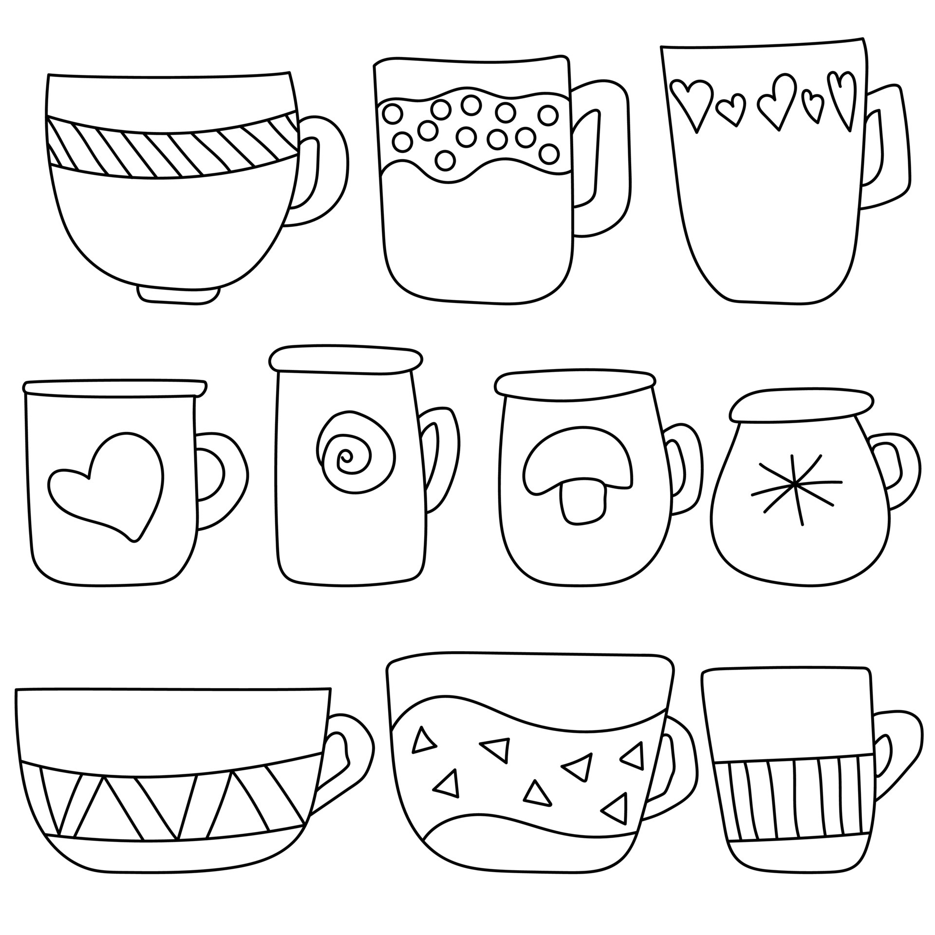 Coffee Mugs Coloring Pages