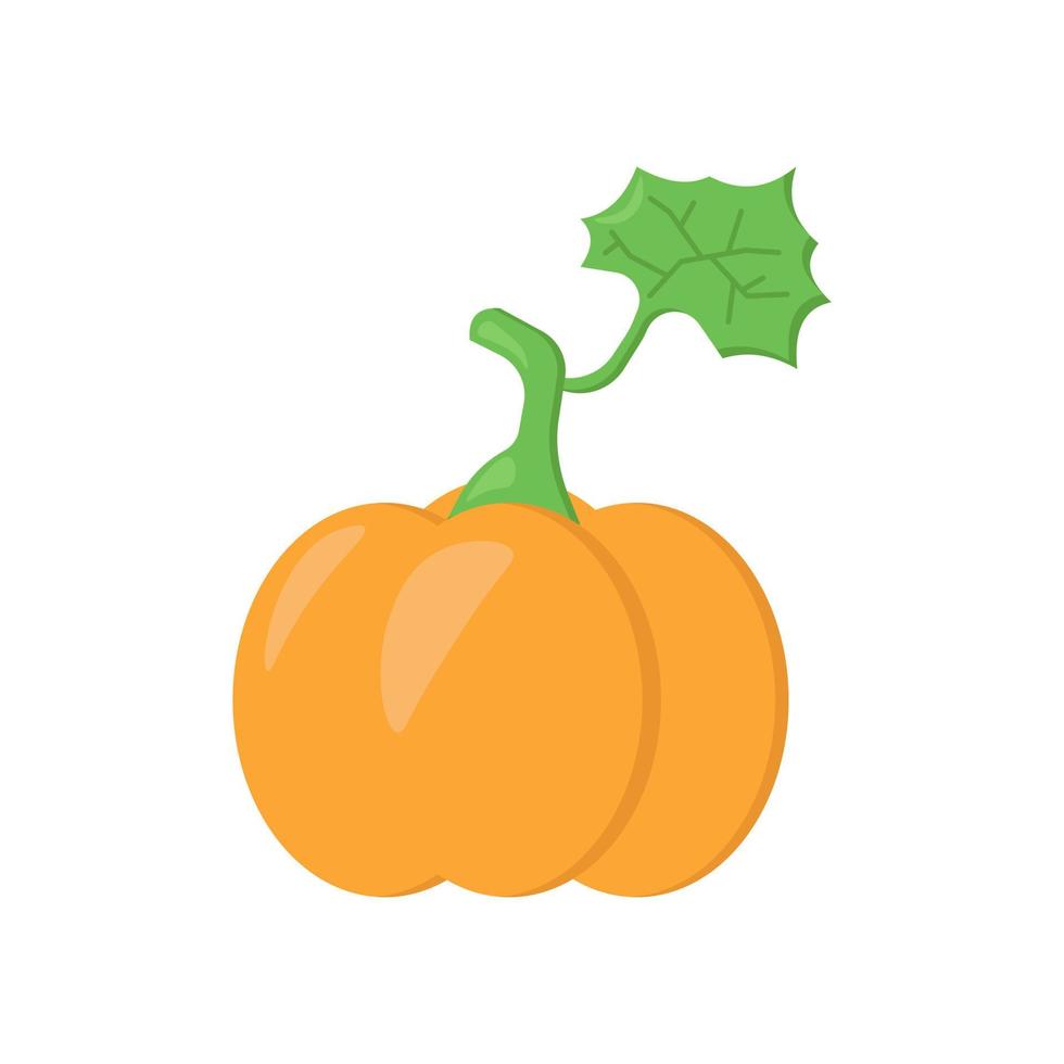 calabaza en estilo de dibujos animados, jugosa verdura naranja con hoja verde vector