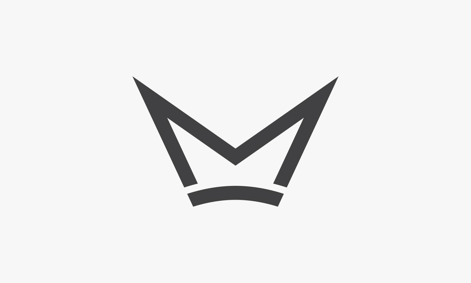 Logotipo de la letra m de la corona simple aislado sobre fondo blanco. vector